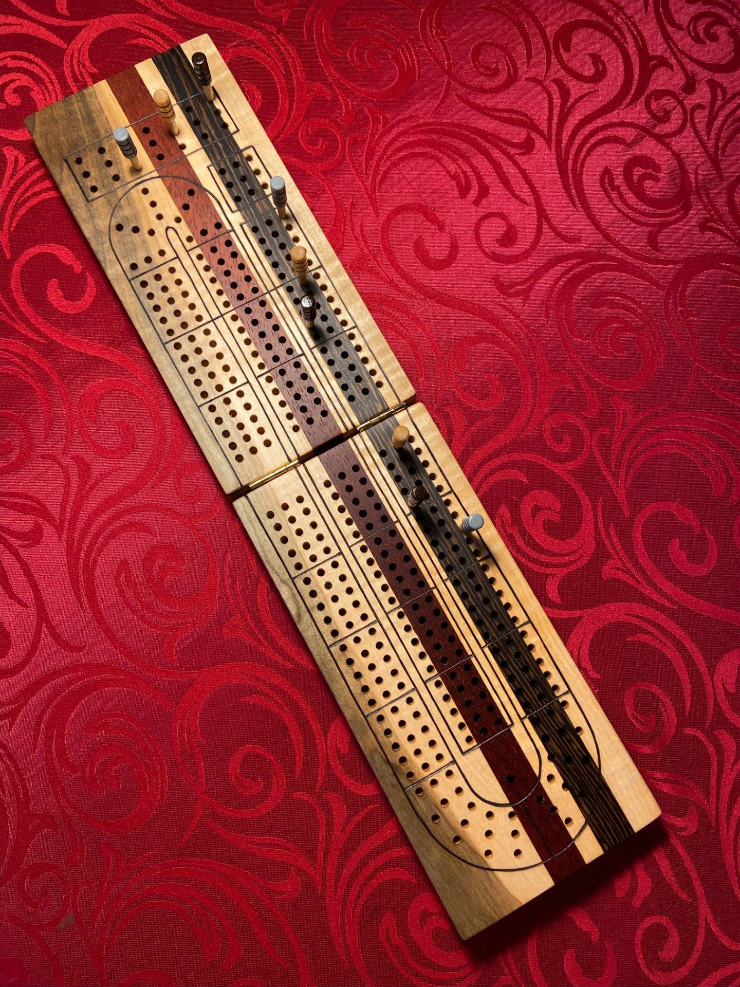 Curly Maple Magnetic Travel Cribbage Board