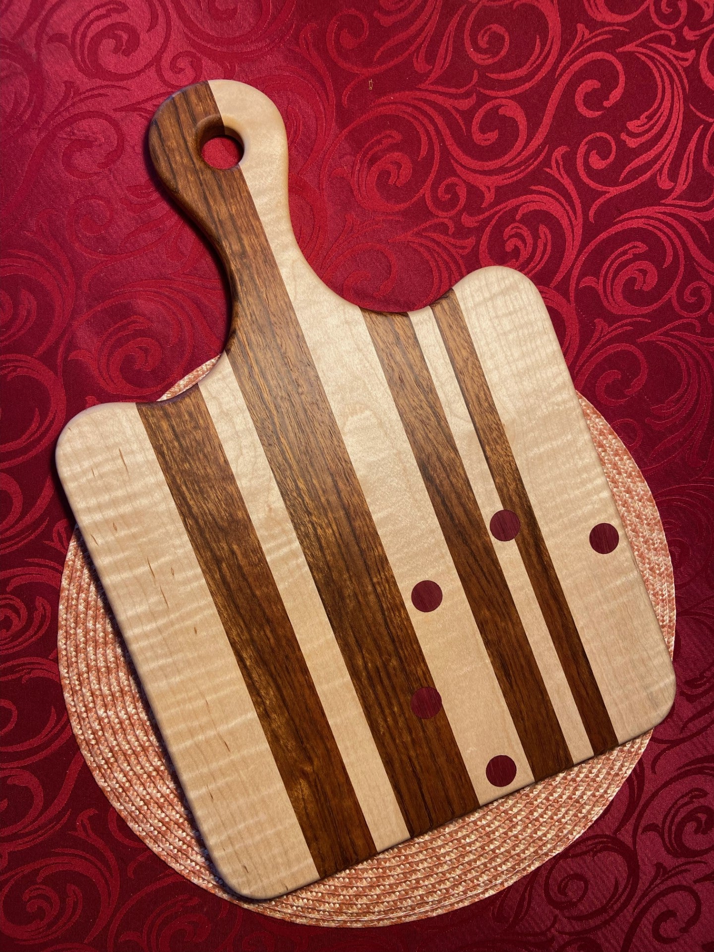 Curly Maple Cutting Board with Traditional Handle