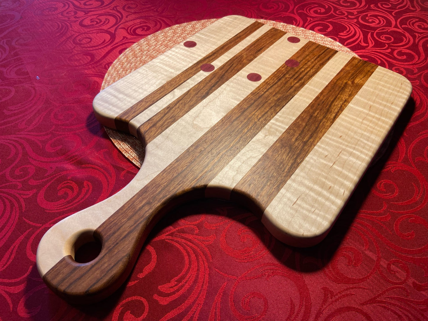 Curly Maple Cutting Board with Traditional Handle