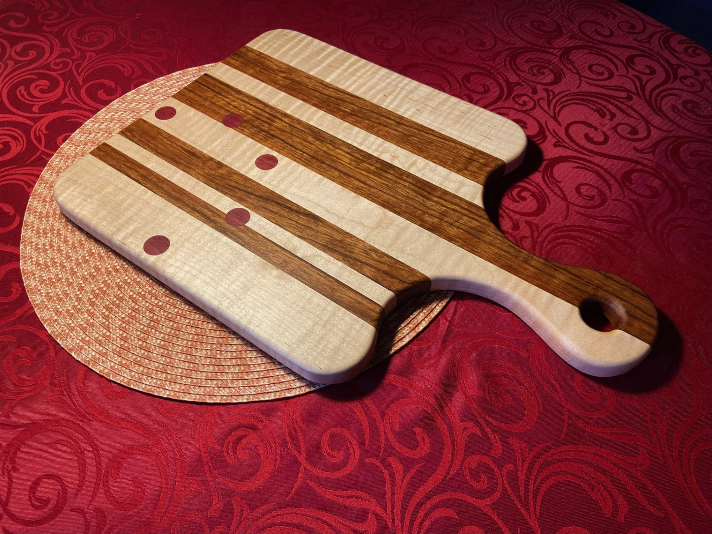Curly Maple Cutting Board with Traditional Handle