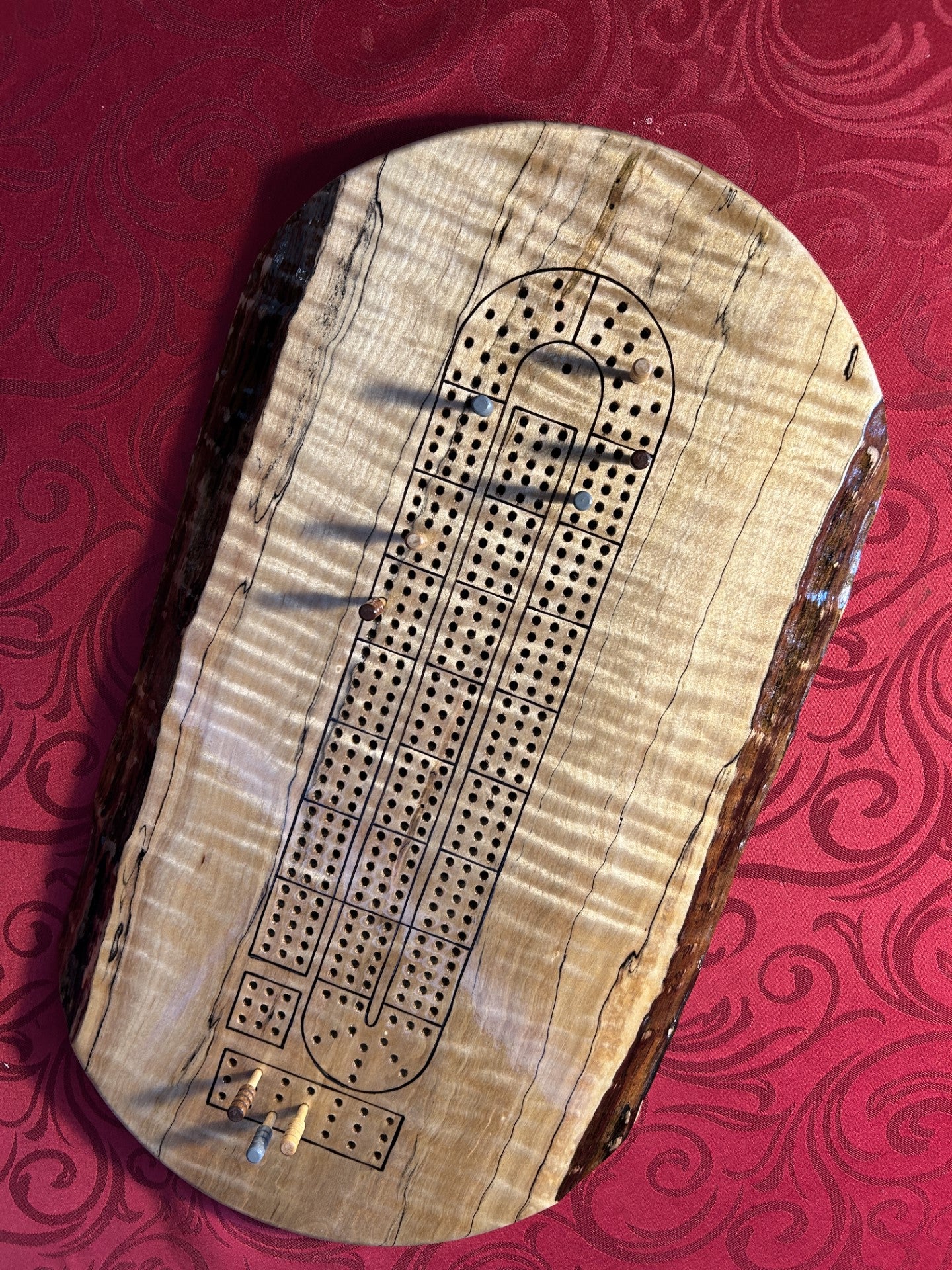 Curly Maple Cribbage Board