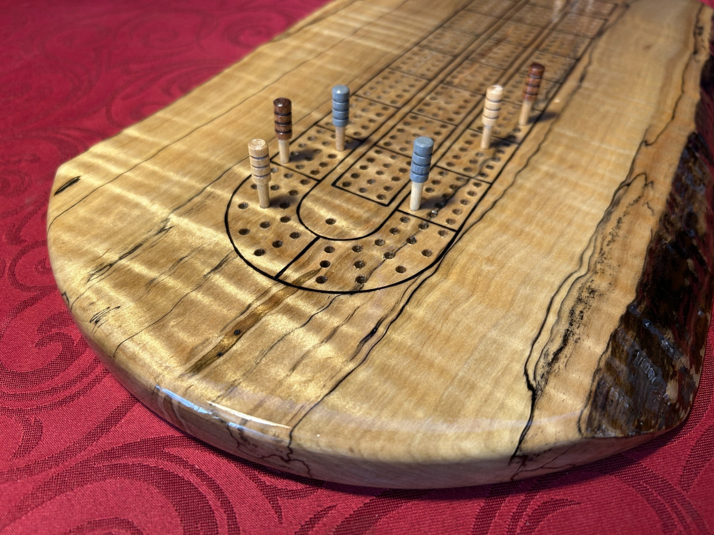 Curly Maple Cribbage Board