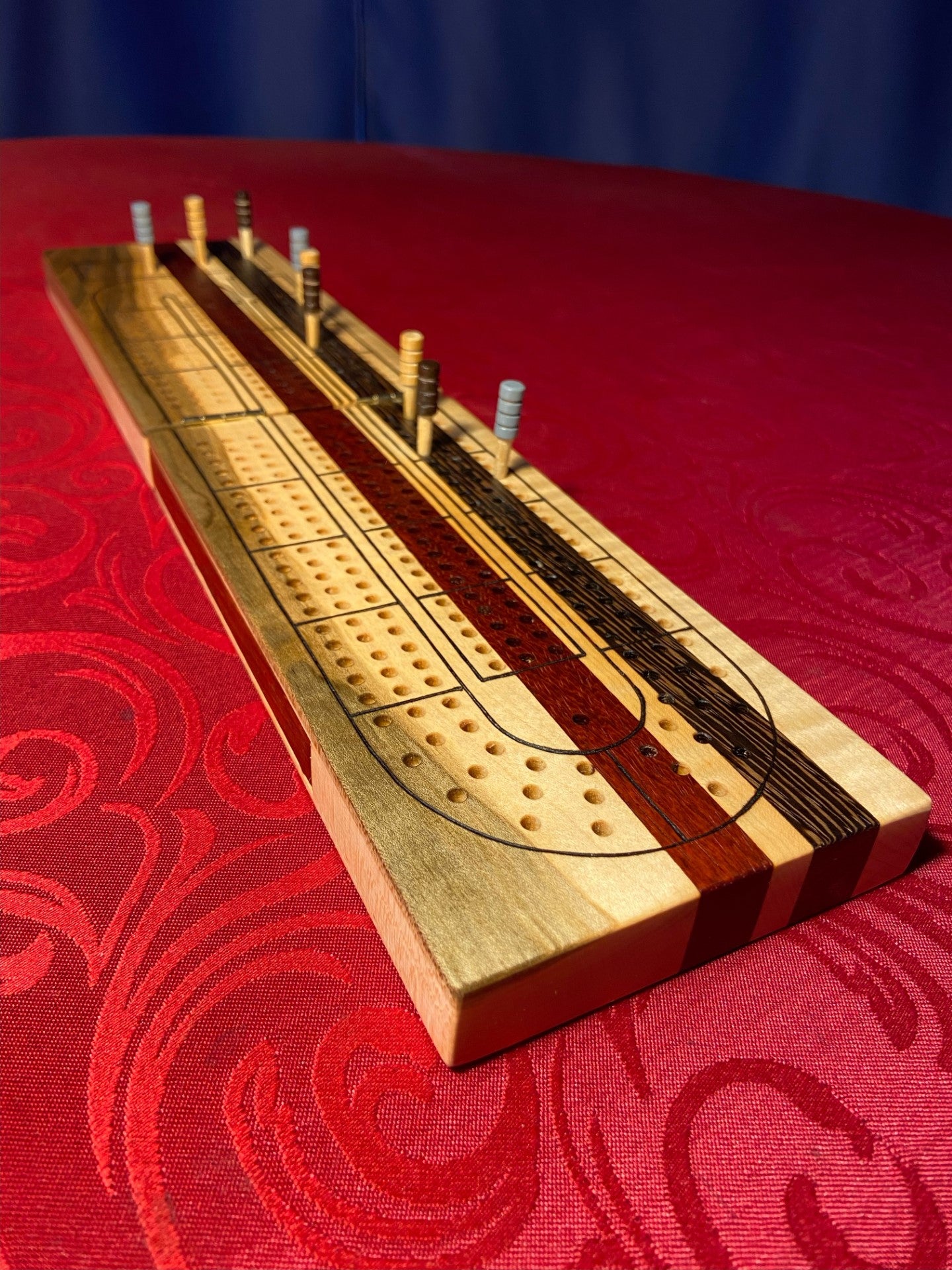 Curly Maple Magnetic Travel Cribbage Board