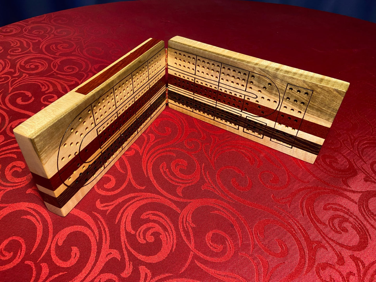Curly Maple Magnetic Travel Cribbage Board
