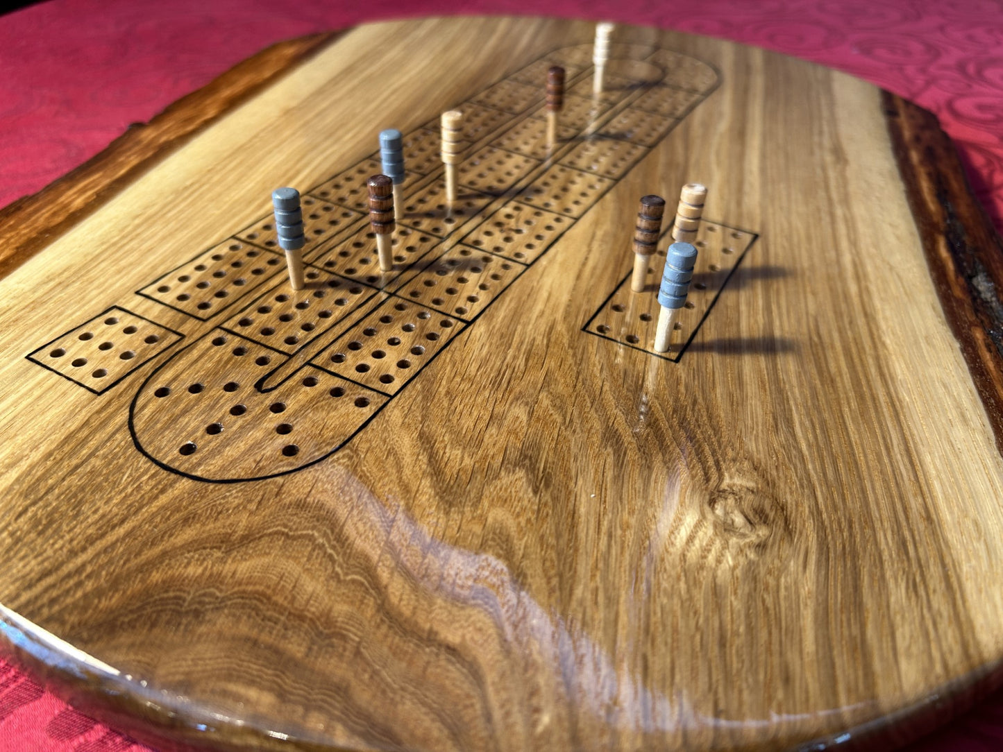 White Oak Cribbage Board