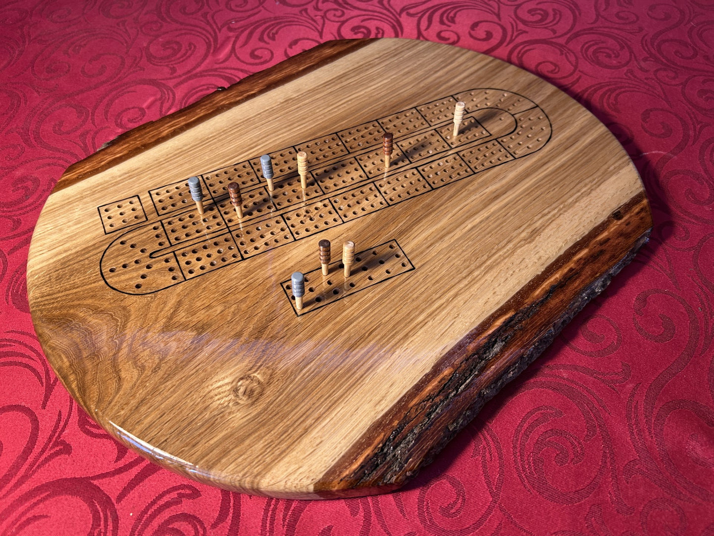 White Oak Cribbage Board