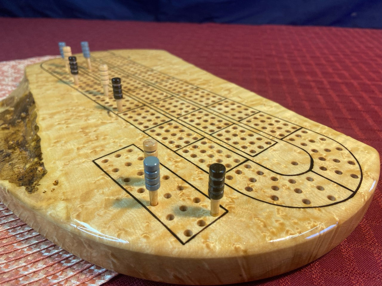 Live Edge Birdseye Maple Cribbage Board