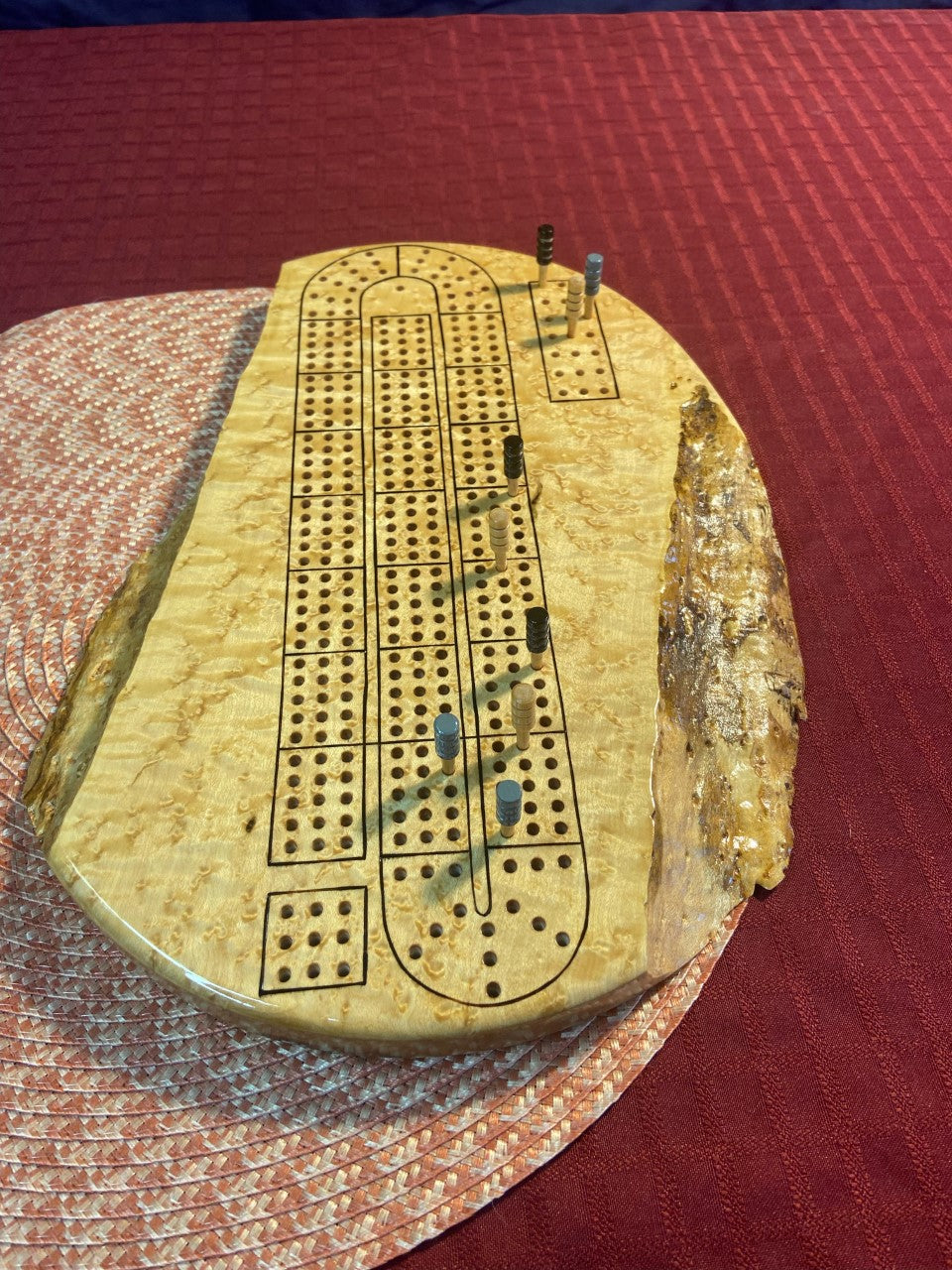 Live Edge Birdseye Maple Cribbage Board