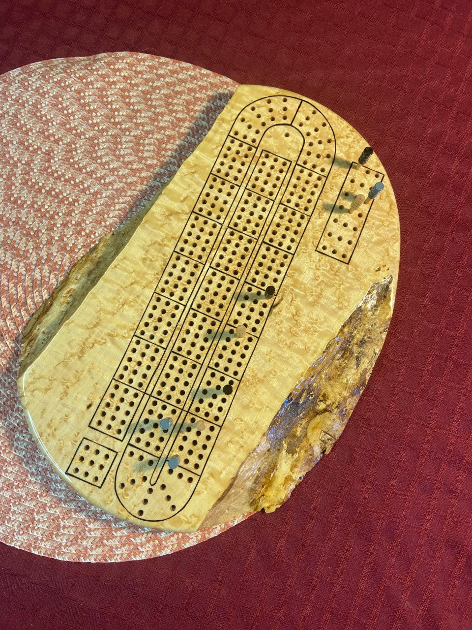 Live Edge Birdseye Maple Cribbage Board