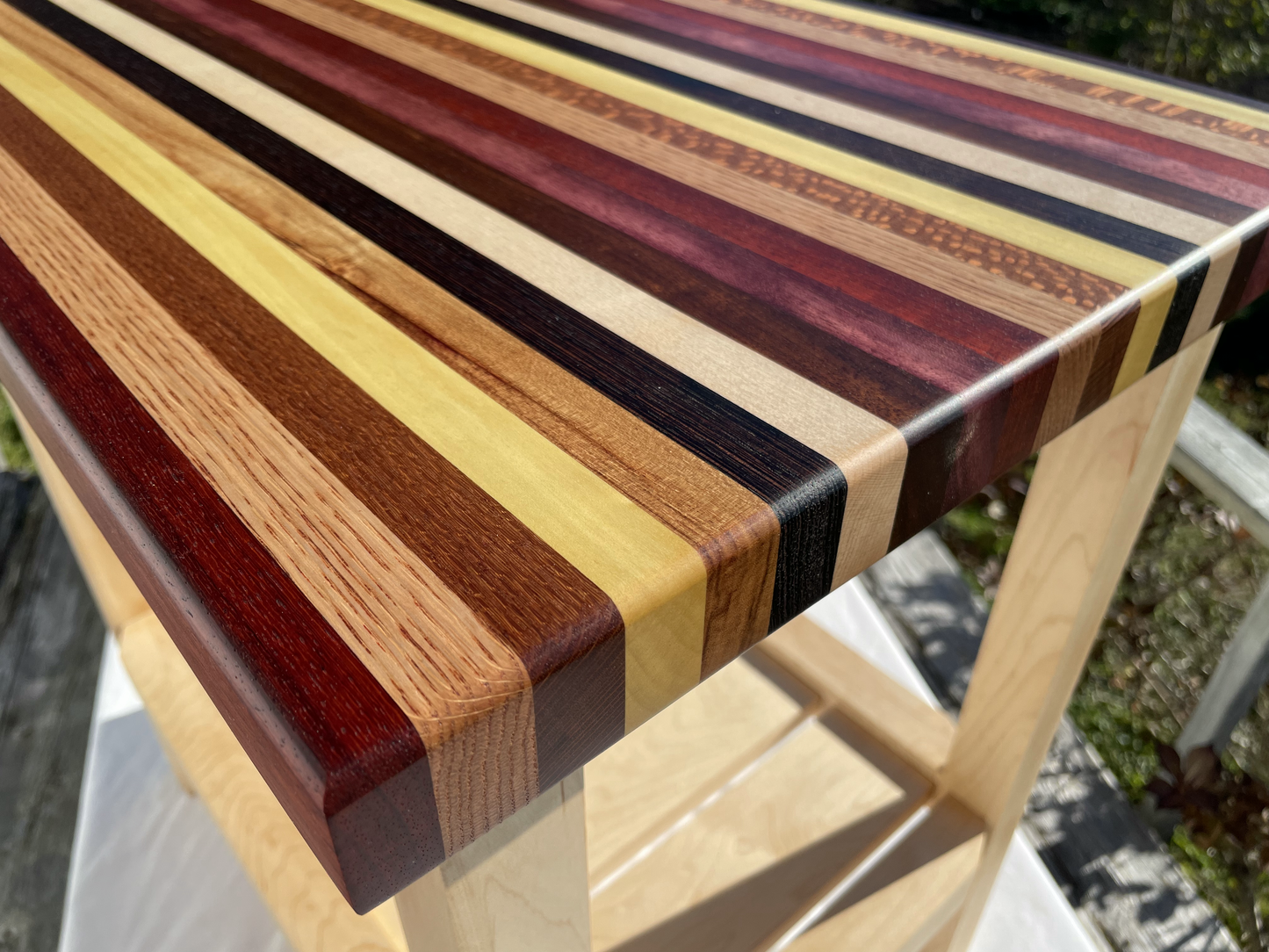 Striped Top End Table