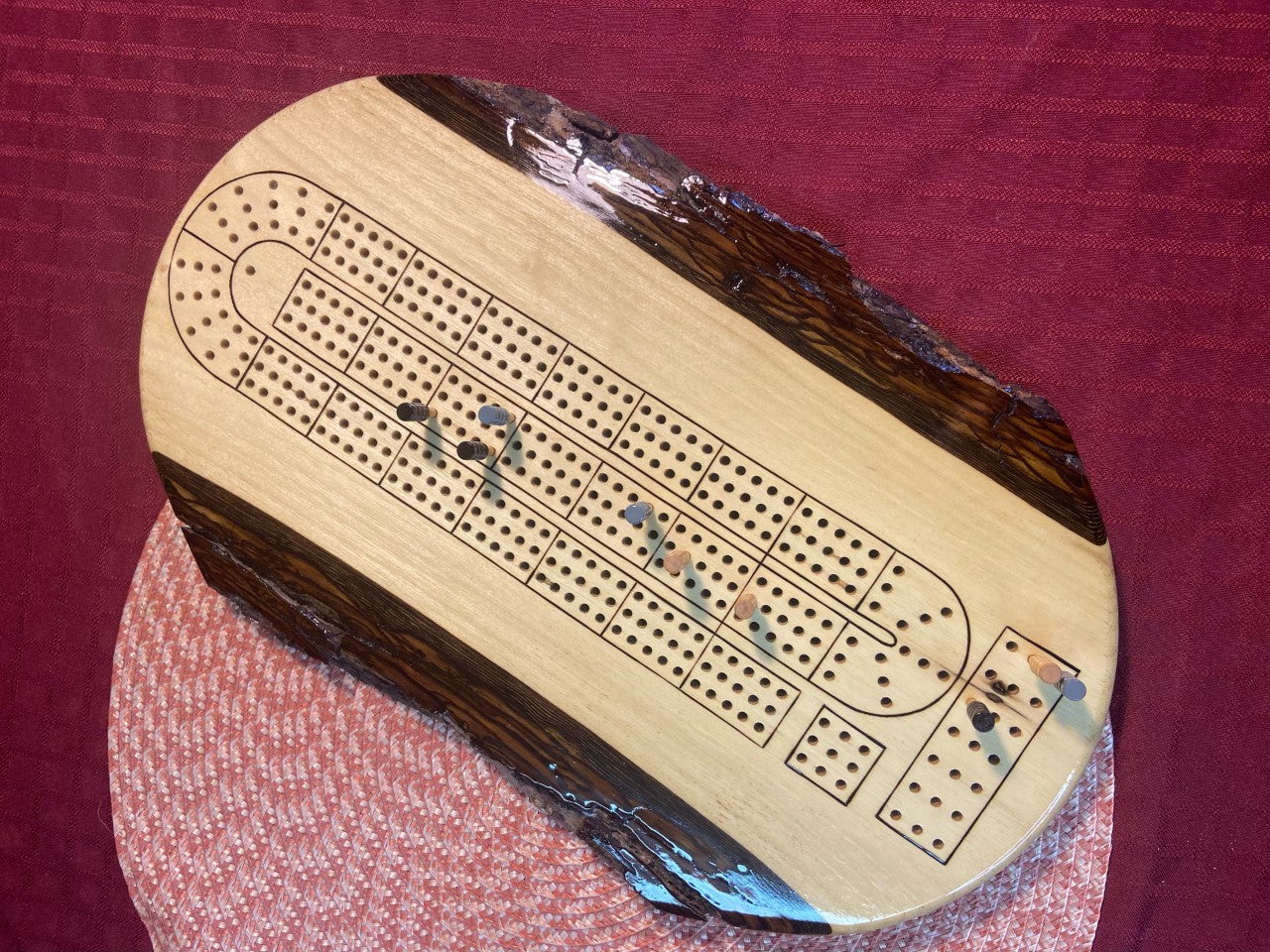 Live Edge Walnut Plank Cribbage Board