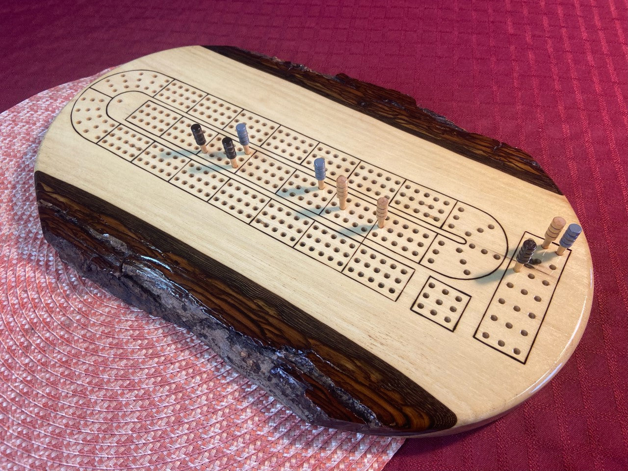 Live Edge Walnut Plank Cribbage Board