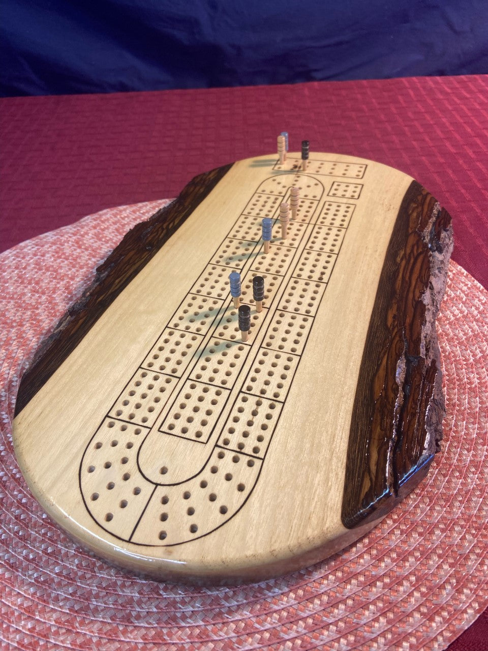 Live Edge Walnut Plank Cribbage Board