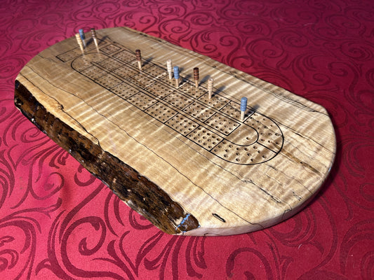 Curly Maple Cribbage Board