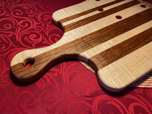 Curly Maple Cutting Board with Traditional Handle