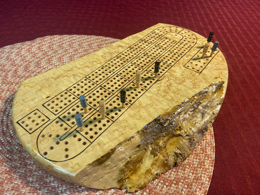 Live Edge Birdseye Maple Cribbage Board