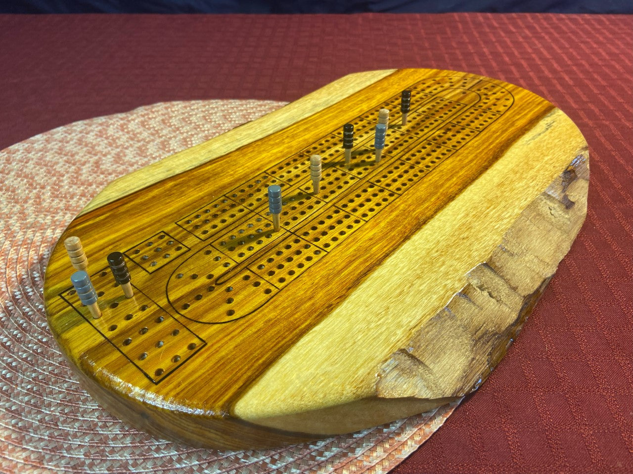 Canary Wood Cribbage Board