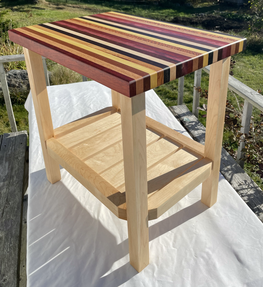 Striped Top End Table