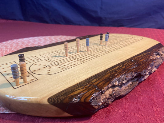 Live Edge Walnut Plank Cribbage Board